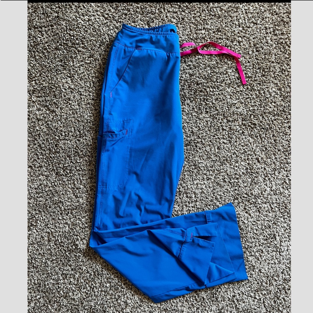 Size XSM Smitten Scrub Pants. Color Blue.